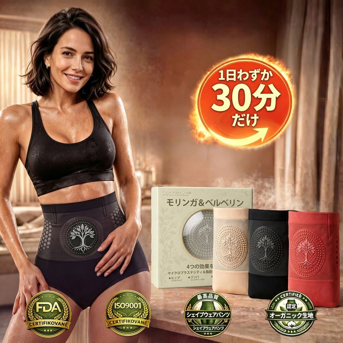 公式ブランドストア📢🐗 4️⃣| 👨‍⚕️ 𝐋𝐔𝐂𝐊𝐘𝐒𝐎𝐍𝐆® 𝟐𝟎𝟐𝟔 モリンガ＆ベルベリン配合 𝟒-𝐢𝐧-𝟏 マイクロ粒子 シェイプアップ＆脂肪燃焼ショーツ 💐💐