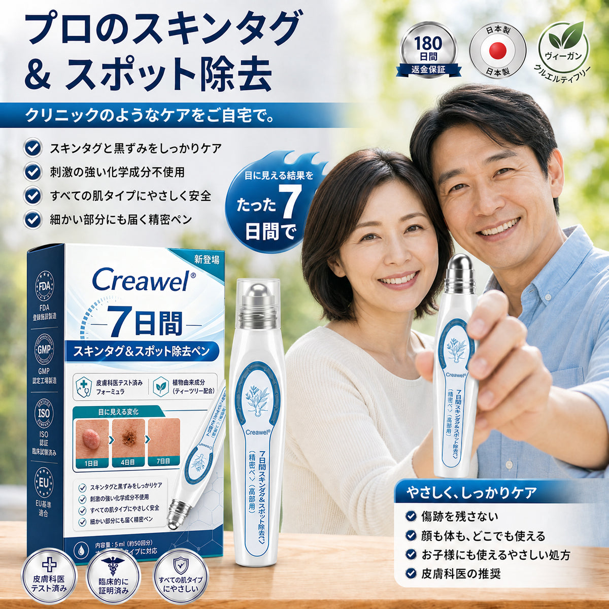 🇯🇵 👨‍⚕️🖋️Creawel® 公式ストア｜7日間集中ケア｜首元・デコルテの気になるポツポツを毎日ピンポイントケア🖋️🌕🍃