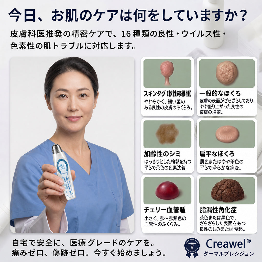 🇯🇵 👨‍⚕️🖋️Creawel® 公式ストア｜7日間集中ケア｜首元・デコルテの気になるポツポツを毎日ピンポイントケア🖋️🌕🍃